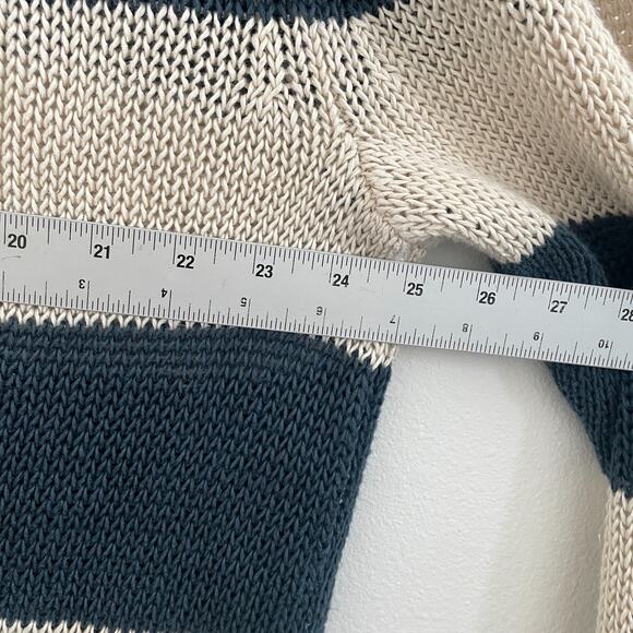 Banana Republic Sweater Women XL Blue Striped 100% Linen Coastal Heavyweight - Picture 3 of 7